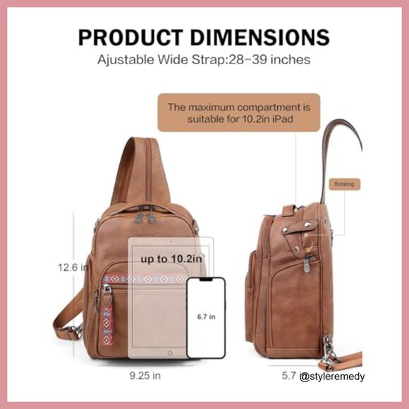 Faux Leather Convertible Sling Backpack Anti Theft Daypack Travel Purse main image 2